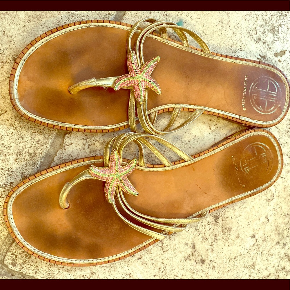 Lily Pulitzer sz 9.5 rhinestone flip flops